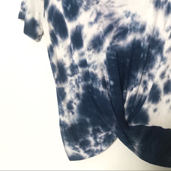 TIE DYE SHORT SLEEVED SHIRT indigo blue retro hippie cotton Tee twist front - Picture 3 of 8